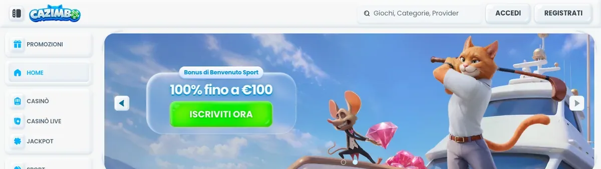 Pagina principale di Cazimbo, schermata del 5 settembre 2026.